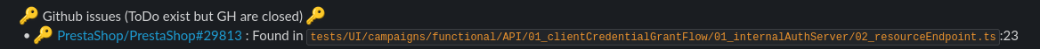 Github issues (ToDo exist but GH are closed)